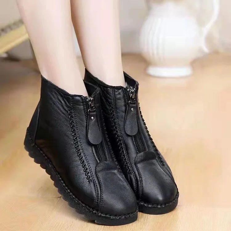 Non-slip women's ankle boots made of genuine leather
