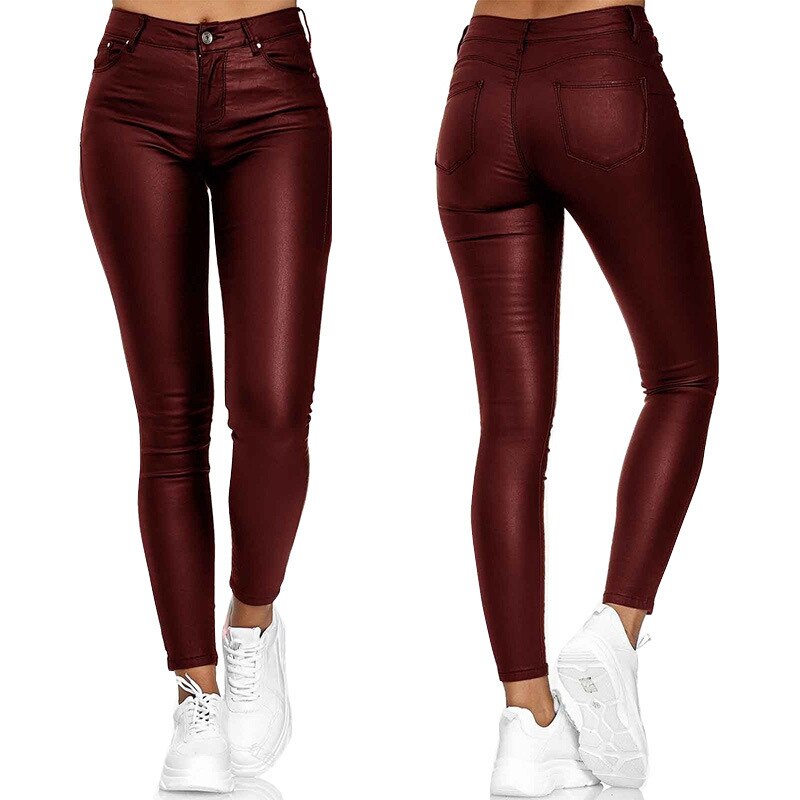 Leather stretch pants 