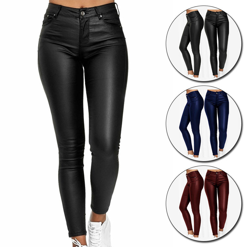 Leather stretch pants 