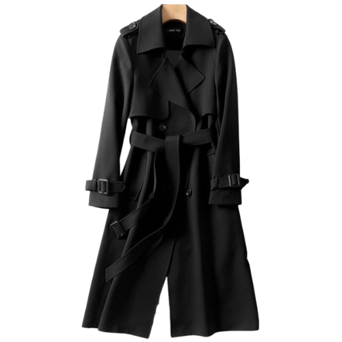 Double row button coat for women
