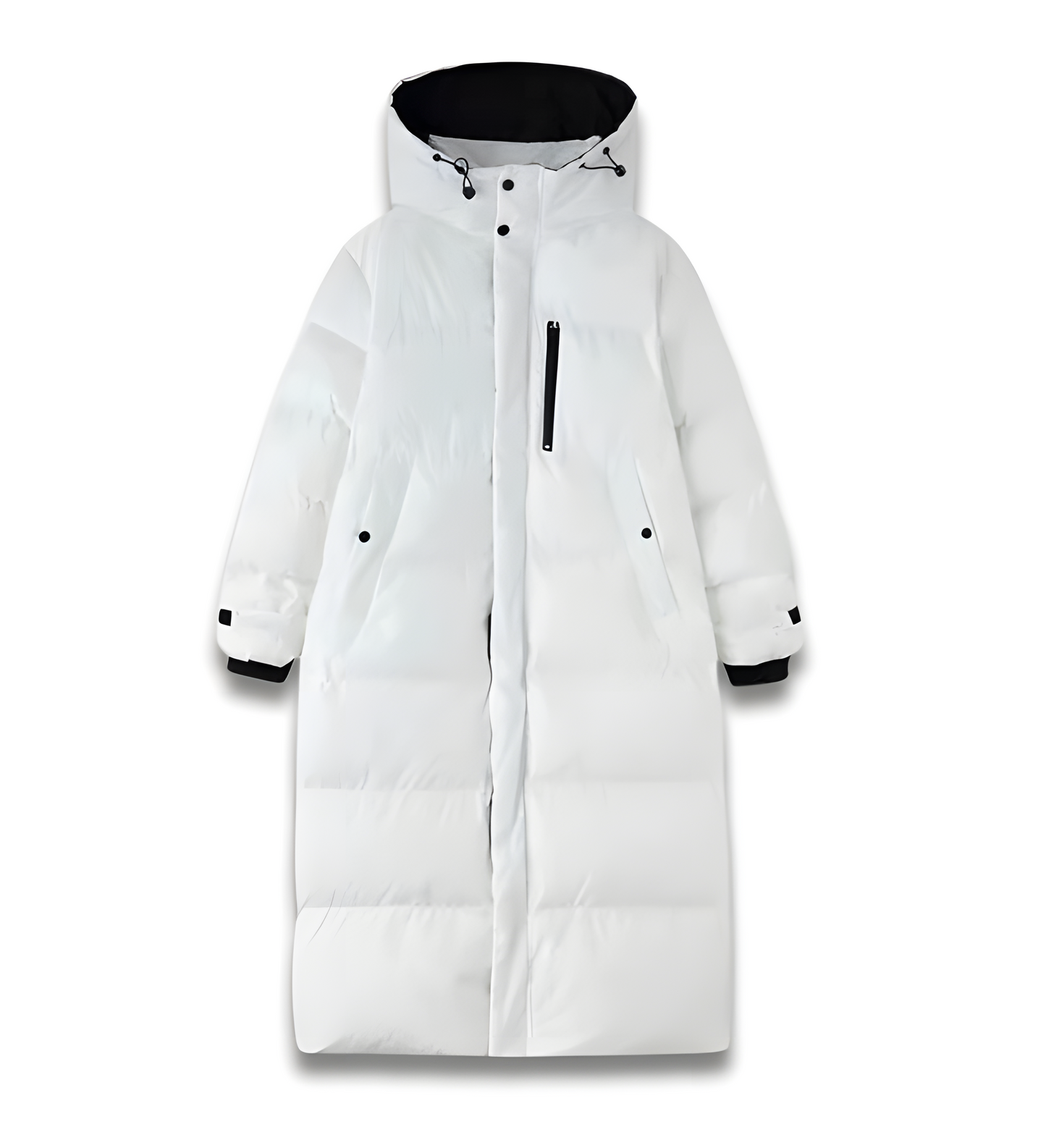 Windproof long jacket with hood for winter