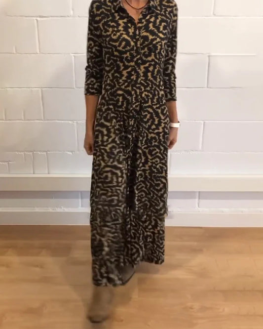 Elegant leopard print maxi dress
