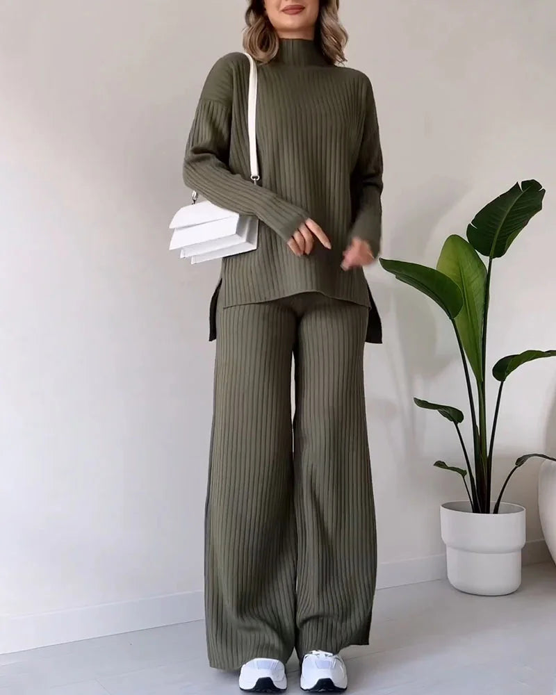 Chic two-piece set with a slit 