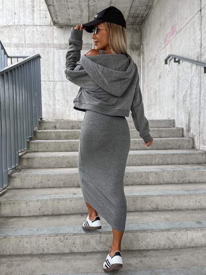 Dress and sweatshirt perfect for autumn 