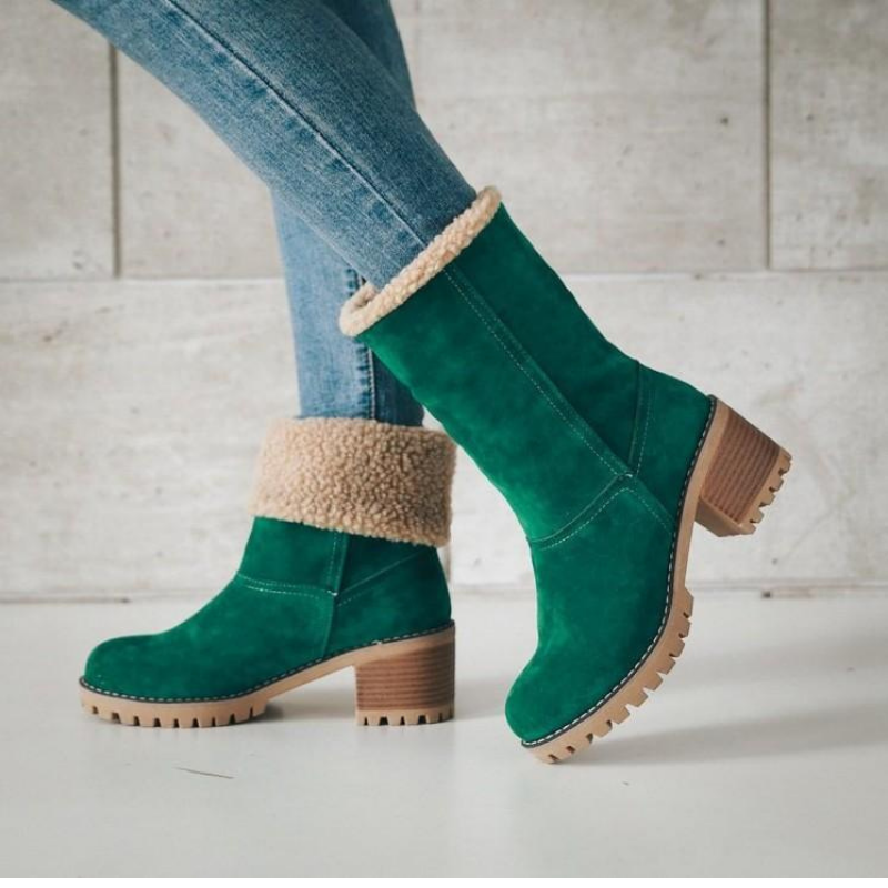 Warm winter boots made of suede